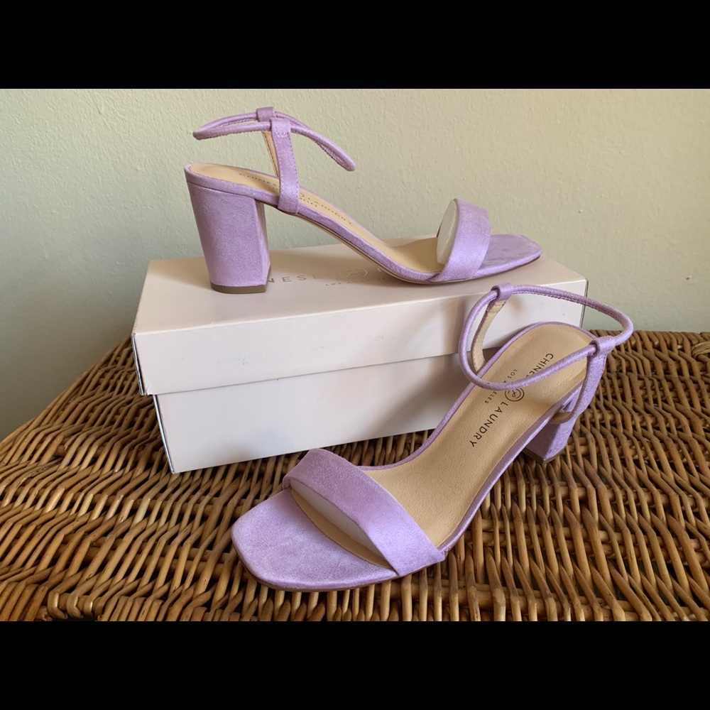 Chinese Laundry Block Heel Ankle Strap Suede Lavender Sandals sz10